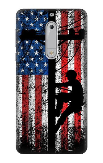 S3803 Electrician Lineman American Flag Hülle Schutzhülle Taschen für Nokia 5