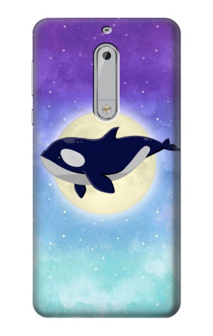 S3807 Killer Whale Orca Moon Pastel Fantasy Hülle Schutzhülle Taschen für Nokia 5