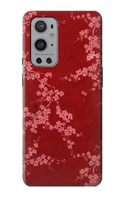 S3817 Red Floral Cherry blossom Pattern Hülle Schutzhülle Taschen für OnePlus 9 Pro