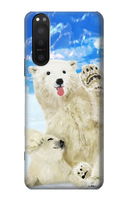 S3794 Arctic Polar Bear in Love with Seal Paint Hülle Schutzhülle Taschen für Sony Xperia 5 II