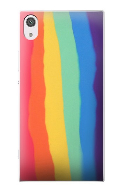 S3799 Cute Vertical Watercolor Rainbow Hülle Schutzhülle Taschen für Sony Xperia XA1