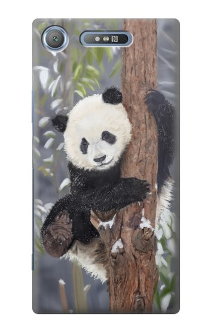 S3793 Cute Baby Panda Snow Painting Hülle Schutzhülle Taschen für Sony Xperia XZ1