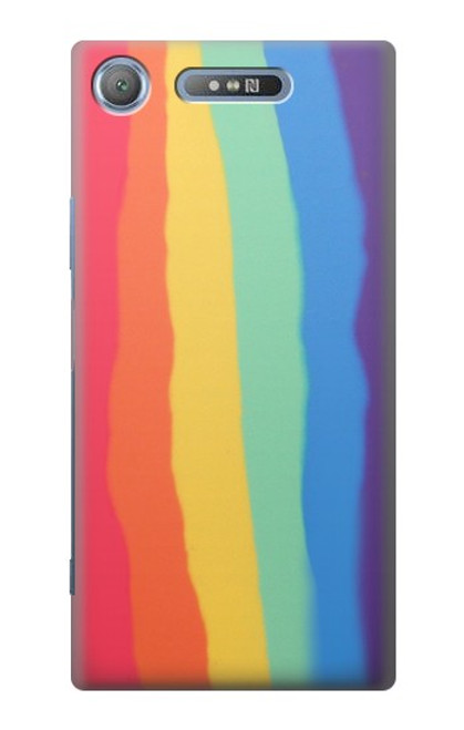 S3799 Cute Vertical Watercolor Rainbow Hülle Schutzhülle Taschen für Sony Xperia XZ1