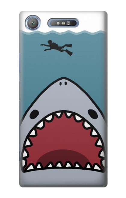 S3825 Cartoon Shark Sea Diving Hülle Schutzhülle Taschen für Sony Xperia XZ1
