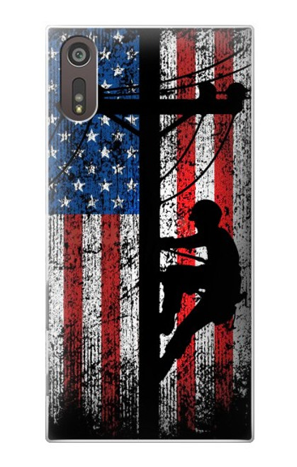 S3803 Electrician Lineman American Flag Hülle Schutzhülle Taschen für Sony Xperia XZ