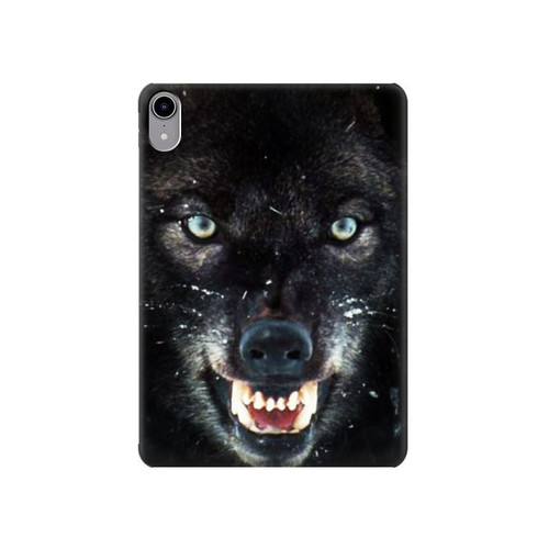 S2823 Black Wolf Blue Eyes Face Hülle Schutzhülle Taschen für iPad mini 6 7, iPad mini (2021,2024)