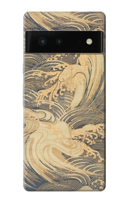 S2680 Japan Art Obi With Stylized Waves Hülle Schutzhülle Taschen für Google Pixel 6