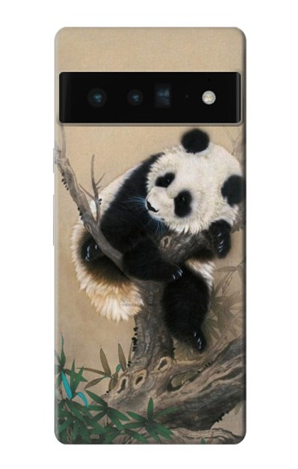 S2210 Panda Fluffy Art Painting Hülle Schutzhülle Taschen für Google Pixel 6 Pro