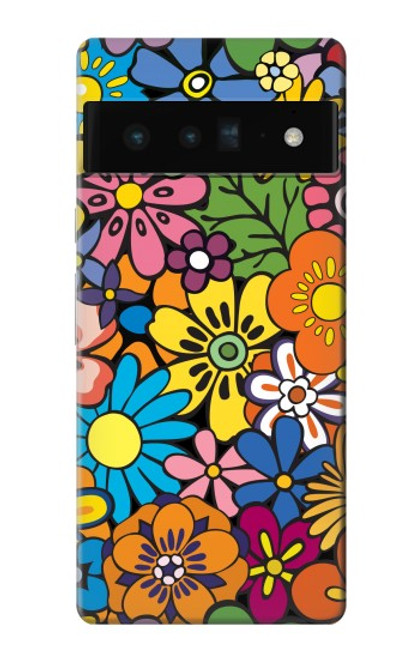 S3281 Colorful Hippie Flowers Pattern Hülle Schutzhülle Taschen für Google Pixel 6 Pro