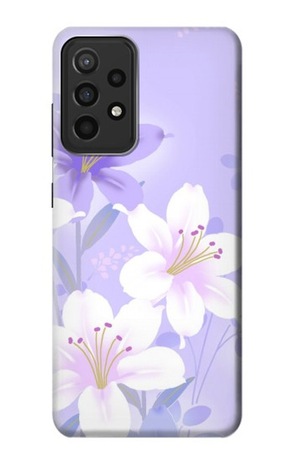 S2361 Purple White Flowers Hülle Schutzhülle Taschen für Samsung Galaxy A52s 5G