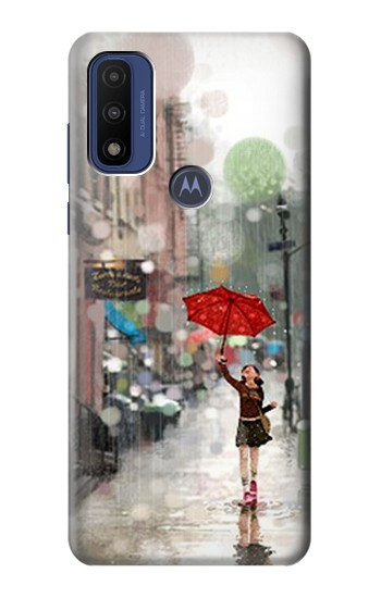 S0108 Girl in The Rain Hülle Schutzhülle Taschen für Motorola G Pure