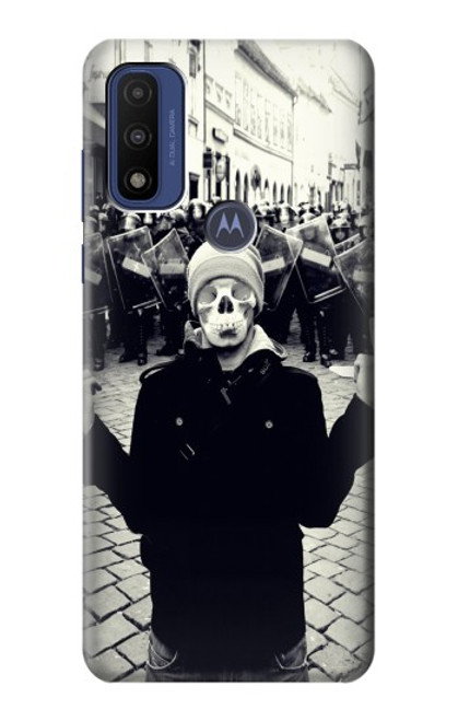 S1108 Skull Mask Man Protester Hülle Schutzhülle Taschen für Motorola G Pure
