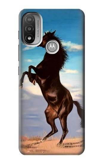 S0934 Wild Black Horse Hülle Schutzhülle Taschen für Motorola Moto E20,E30,E40
