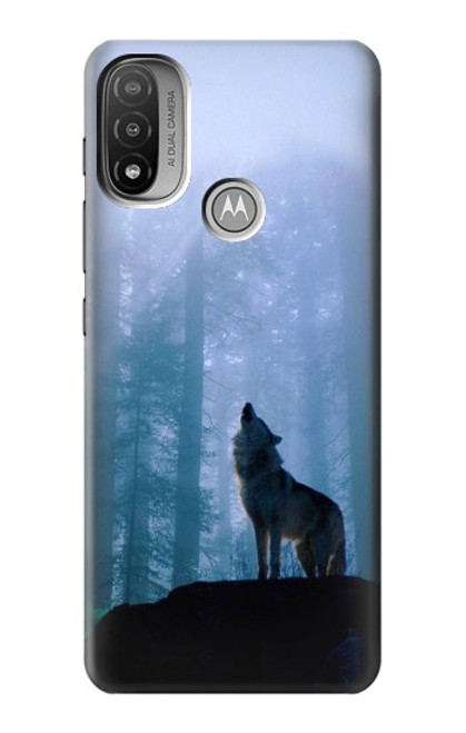 S0935 Wolf Howling in Forest Hülle Schutzhülle Taschen für Motorola Moto E20,E30,E40
