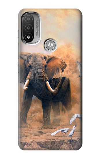 S1292 Dusty Elephant Egrets Hülle Schutzhülle Taschen für Motorola Moto E20,E30,E40
