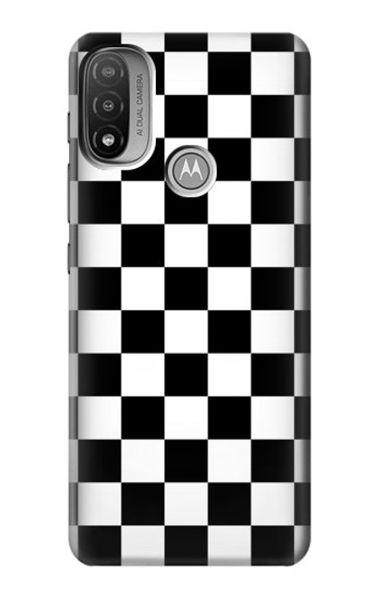 S1611 Black and White Check Chess Board Hülle Schutzhülle Taschen für Motorola Moto E20,E30,E40