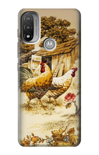 S2181 French Country Chicken Hülle Schutzhülle Taschen für Motorola Moto E20,E30,E40