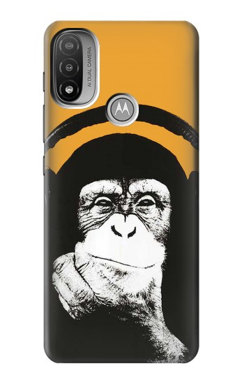 S2324 Funny Monkey with Headphone Pop Music Hülle Schutzhülle Taschen für Motorola Moto E20,E30,E40