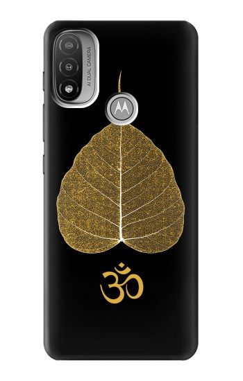 S2331 Gold Leaf Buddhist Om Symbol Hülle Schutzhülle Taschen für Motorola Moto E20,E30,E40