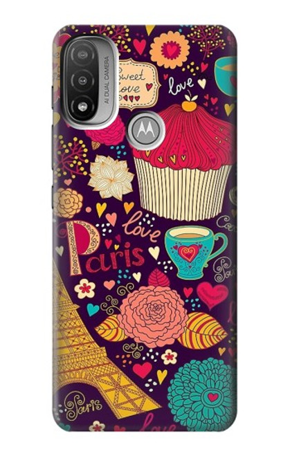 S2353 Paris Cartoon Vintage Pattern Hülle Schutzhülle Taschen für Motorola Moto E20,E30,E40