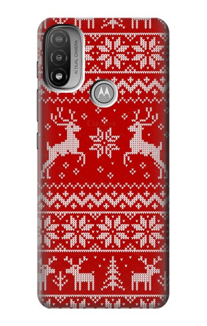S2835 Christmas Reindeer Knitted Pattern Hülle Schutzhülle Taschen für Motorola Moto E20,E30,E40