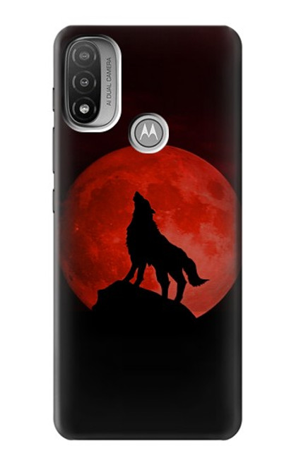 S2955 Wolf Howling Red Moon Hülle Schutzhülle Taschen für Motorola Moto E20,E30,E40