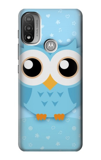 S3029 Cute Blue Owl Hülle Schutzhülle Taschen für Motorola Moto E20,E30,E40
