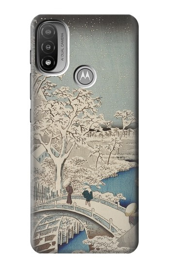 S3350 Utagawa Hiroshige Drum Bridge Yuhi Hill in Meguro Hülle Schutzhülle Taschen für Motorola Moto E20,E30,E40