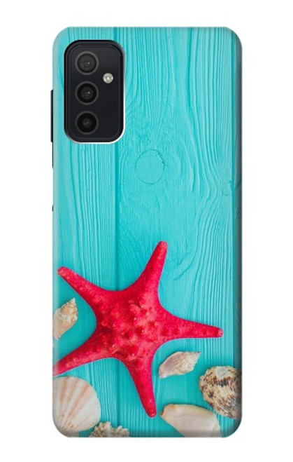 S3428 Aqua Wood Starfish Shell Hülle Schutzhülle Taschen für Samsung Galaxy M52 5G