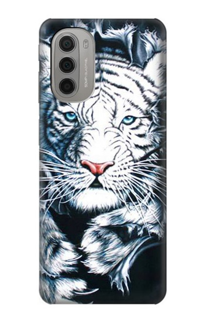 S0265 White Tiger Hülle Schutzhülle Taschen für Motorola Moto G51 5G