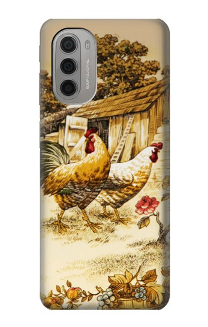 S2181 French Country Chicken Hülle Schutzhülle Taschen für Motorola Moto G51 5G