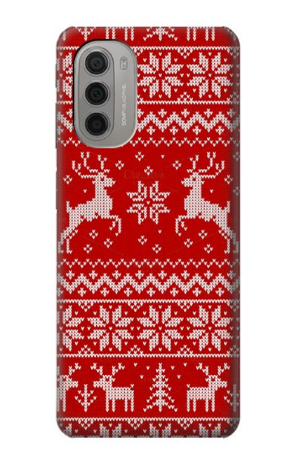 S2835 Christmas Reindeer Knitted Pattern Hülle Schutzhülle Taschen für Motorola Moto G51 5G