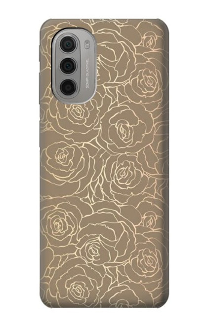 S3466 Gold Rose Pattern Hülle Schutzhülle Taschen für Motorola Moto G51 5G