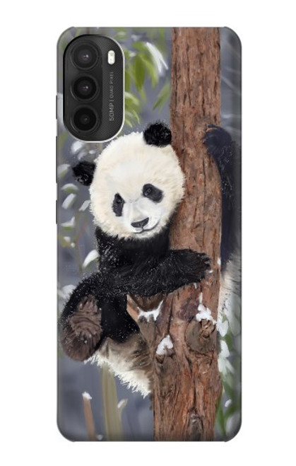 S3793 Cute Baby Panda Snow Painting Hülle Schutzhülle Taschen für Motorola Moto G71 5G