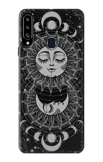 S3854 Mystical Sun Face Crescent Moon Hülle Schutzhülle Taschen für Samsung Galaxy A20s