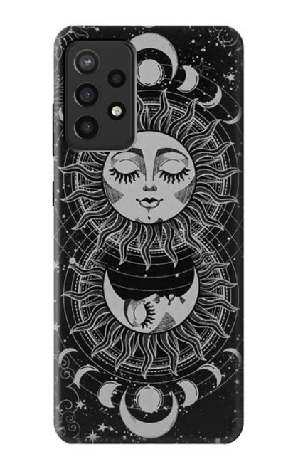 S3854 Mystical Sun Face Crescent Moon Hülle Schutzhülle Taschen für Samsung Galaxy A72, Galaxy A72 5G