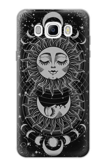 S3854 Mystical Sun Face Crescent Moon Hülle Schutzhülle Taschen für Samsung Galaxy J7 (2016)