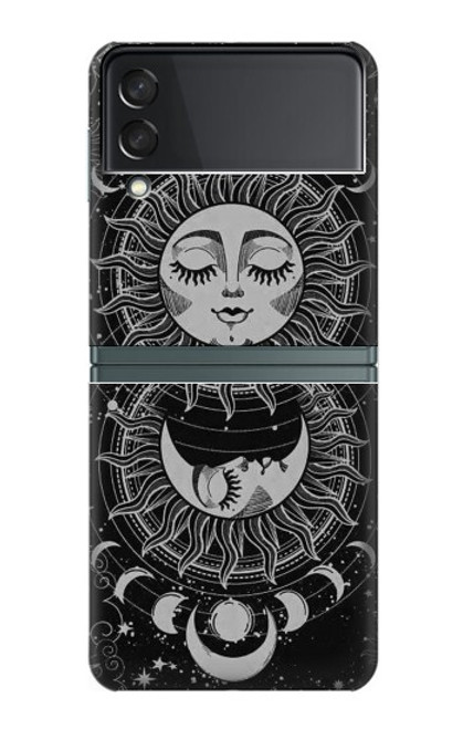 S3854 Mystical Sun Face Crescent Moon Hülle Schutzhülle Taschen für Samsung Galaxy Z Flip 3 5G
