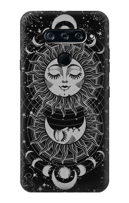 S3854 Mystical Sun Face Crescent Moon Hülle Schutzhülle Taschen für LG V40, LG V40 ThinQ