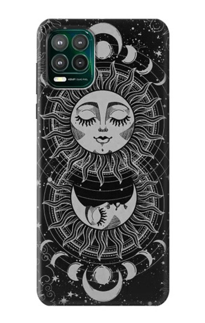 S3854 Mystical Sun Face Crescent Moon Hülle Schutzhülle Taschen für Motorola Moto G Stylus 5G