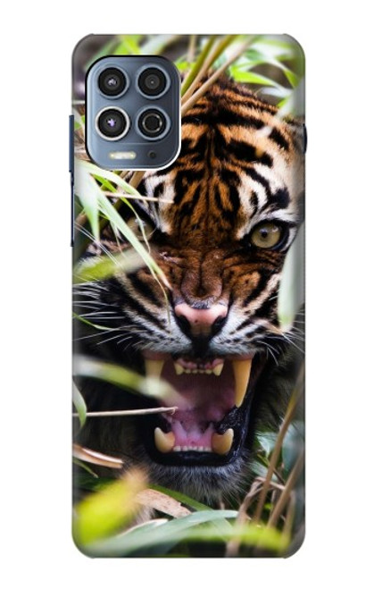 S3838 Barking Bengal Tiger Hülle Schutzhülle Taschen für Motorola Moto G100