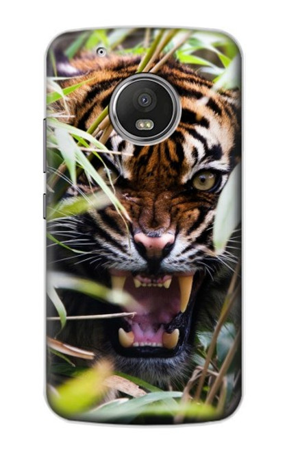 S3838 Barking Bengal Tiger Hülle Schutzhülle Taschen für Motorola Moto G5 Plus