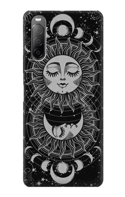 S3854 Mystical Sun Face Crescent Moon Hülle Schutzhülle Taschen für Sony Xperia 10 II
