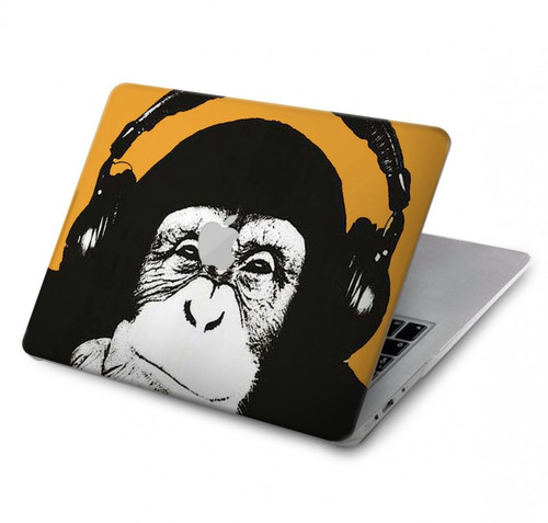 S2324 Funny Monkey with Headphone Pop Music Hülle Schutzhülle Taschen für MacBook Pro 14 M1-M5 A2442,A2779,A2992,A2918,A3112,A3185,A3401,A3434,A3112