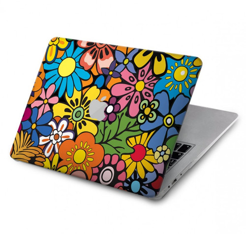 S3281 Colorful Hippie Flowers Pattern Hülle Schutzhülle Taschen für MacBook Pro 14 M1-M5 A2442,A2779,A2992,A2918,A3112,A3185,A3401,A3434,A3112