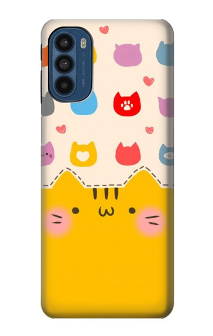 S2442 Cute Cat Cartoon Funny Hülle Schutzhülle Taschen für Motorola Moto G41