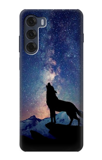 S3555 Wolf Howling Million Star Hülle Schutzhülle Taschen für Motorola Moto G200 5G