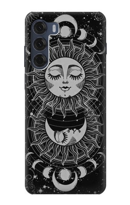 S3854 Mystical Sun Face Crescent Moon Hülle Schutzhülle Taschen für Motorola Moto G200 5G