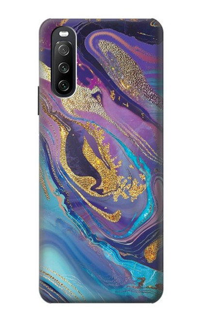 S3676 Colorful Abstract Marble Stone Hülle Schutzhülle Taschen für Sony Xperia 10 III Lite