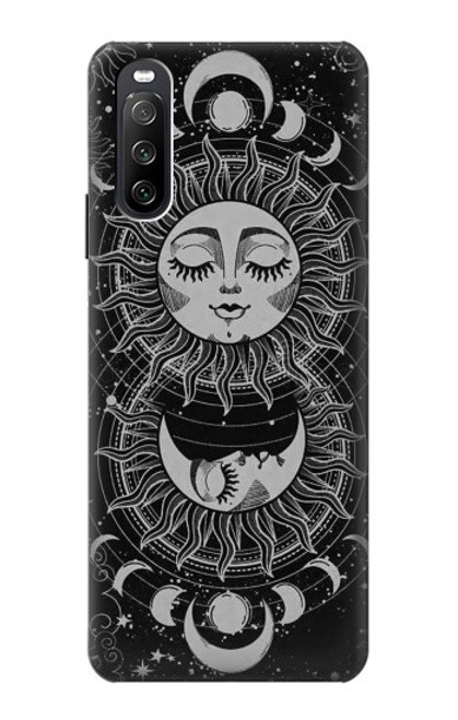 S3854 Mystical Sun Face Crescent Moon Hülle Schutzhülle Taschen für Sony Xperia 10 III Lite